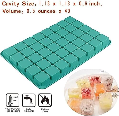 Miniatura 4 de Paquete de 2 moldes de silicona cuadrados de caramelo de 40 cavidades, molde de trufas de chocolate para bombas de grasa, aperitivos keto, bandeja
