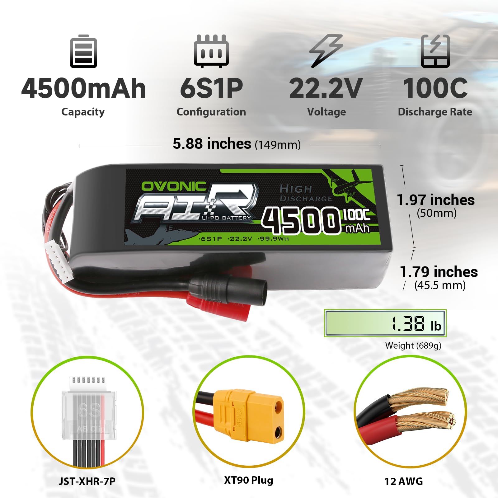 2Stück 22,2V 4500mAh 6S Lipo Akku XT90 Für RC Hubschrauber