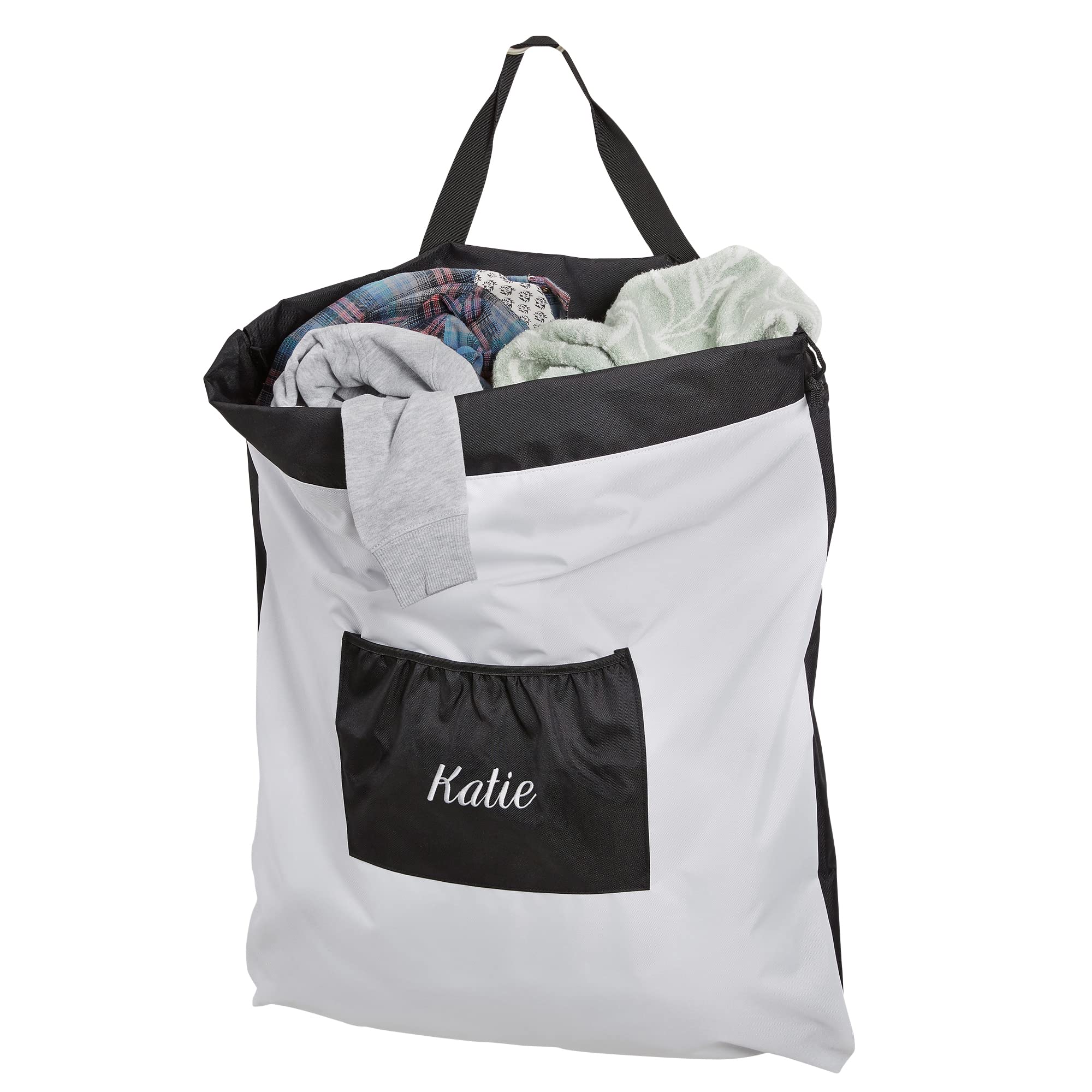 Personalization Universe Personalized Laundry Sorter Bag with Divider – Ideal for College, Camp, and Travel – Embroidered Laundry Bag with Name, Gift for Graduates