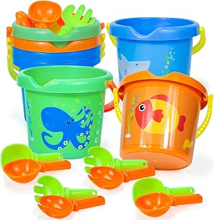 YongnKids Beach Toys Plastic Sand Bucket Set for Kids Toddlers - Easter Baskets with Handles Ideas