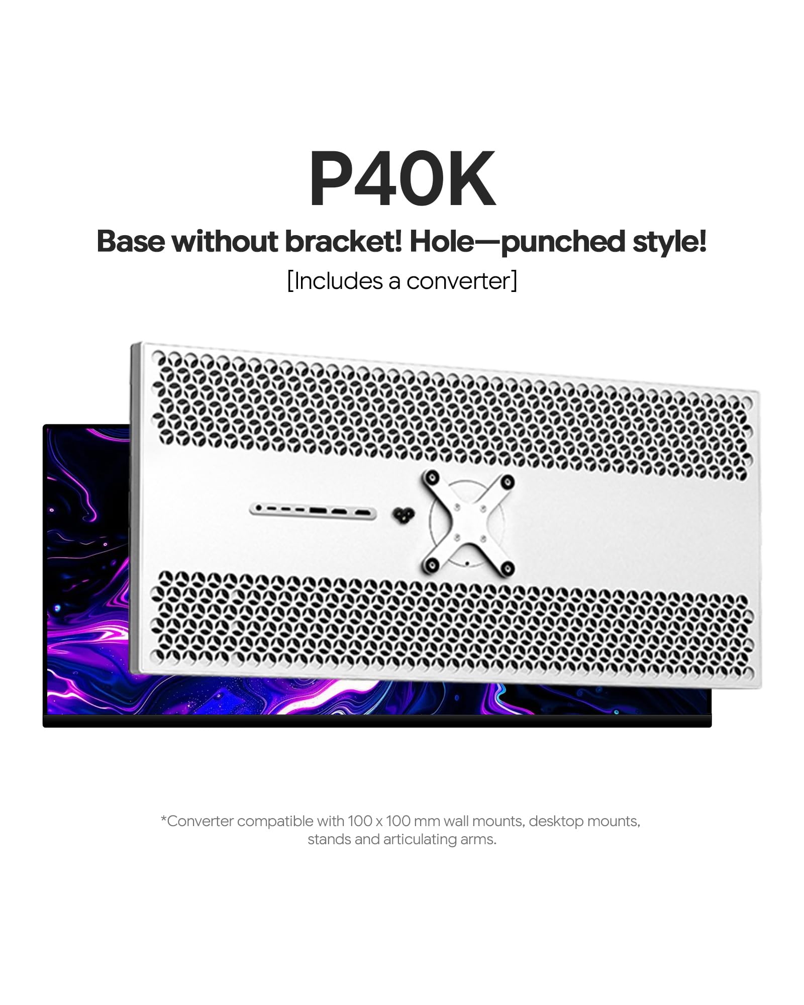 P40K 40-calowy monitor gier UHD 5K (5120 x 2160), 120Hz, panel IPS, 10-bitowa głębia kolorów, 99% sRGB, 98% DCI-P3, HDR, stosunek kontrastu 2000:1, ochrona oczu (Minimalist - without Stand)