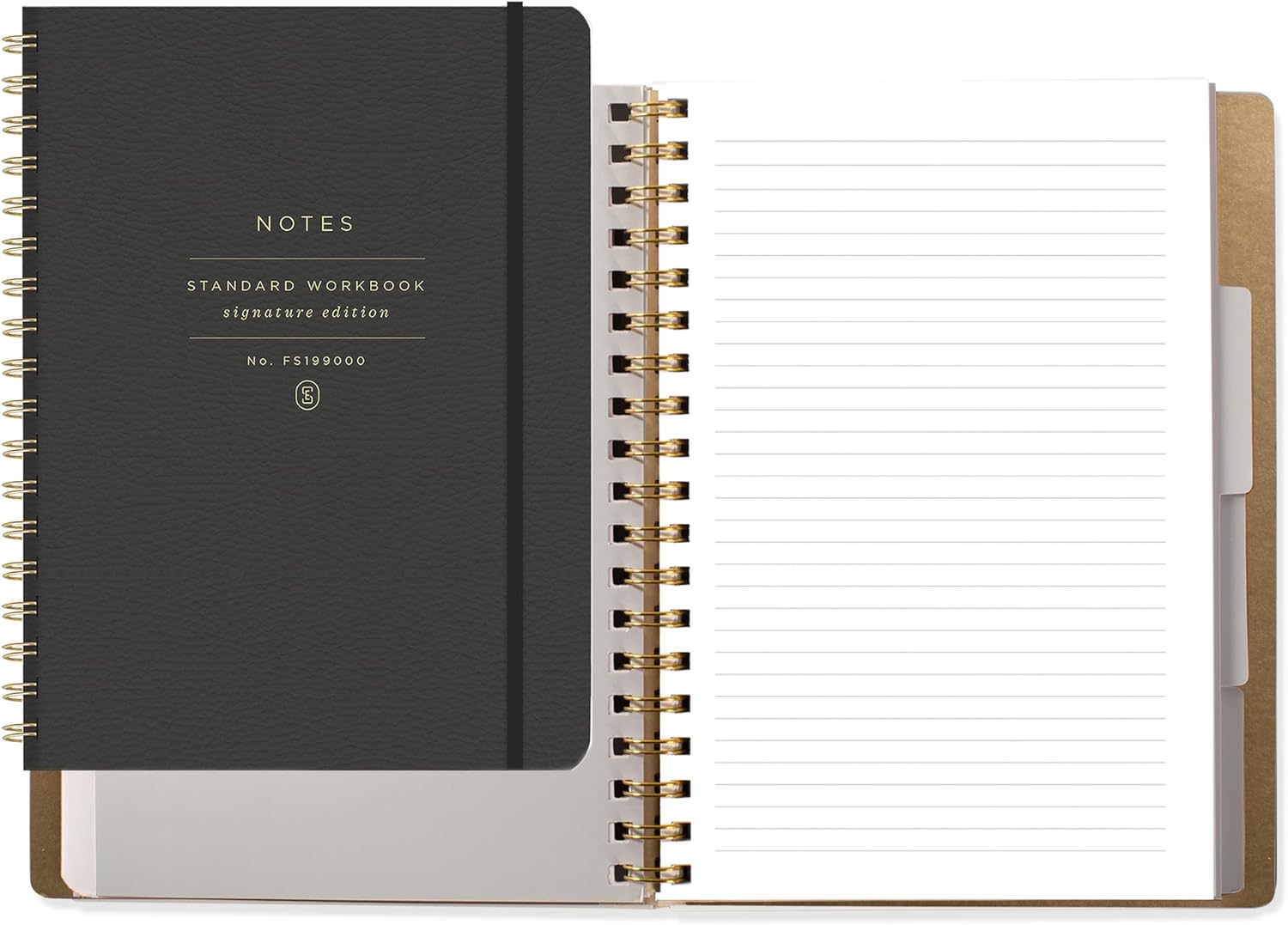 Fringe Studio Standard Black Semi-Concealed Notebook, Faux Leather (199009)