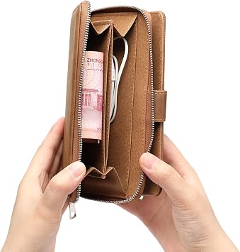 K-S-Trade Protective Case For Sharp Aquos Sense6s 2in1 Mobile Phone Wallet Case Compatible With Sharp Aquos Sense6s + Earphones Protective Cover Bumper Pouch Bookstyle Brown (1x)