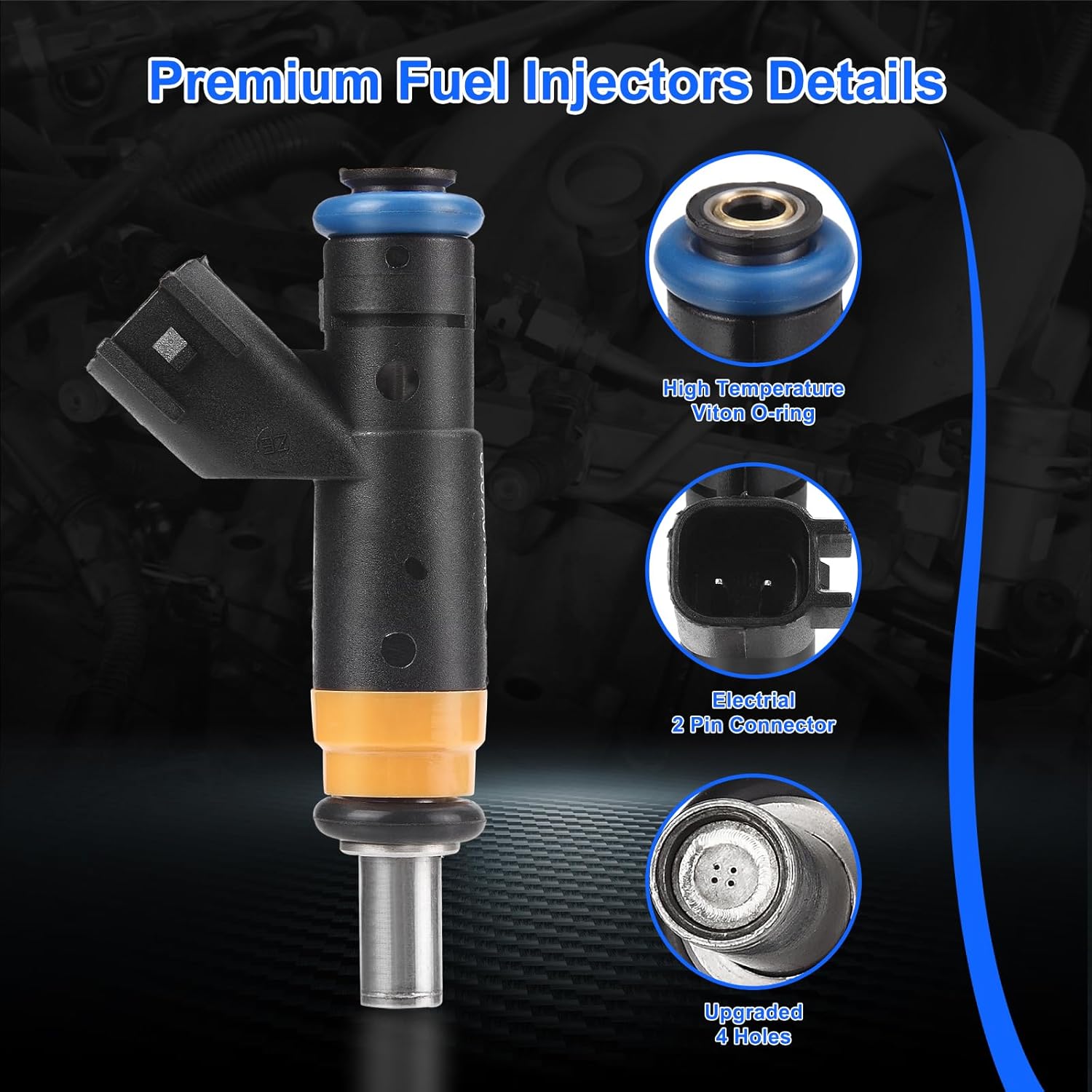 Fuel Injectors Fits for Chry 300 Aspen, for Dodge Challenger Charger Durango Magnum, for Ram 1500 2500 3500, for Jeep Commander Grand Cherokee 5.7L 6.1L V8 2006-2019, Replace 05037479AA 4Holes 8Pcs