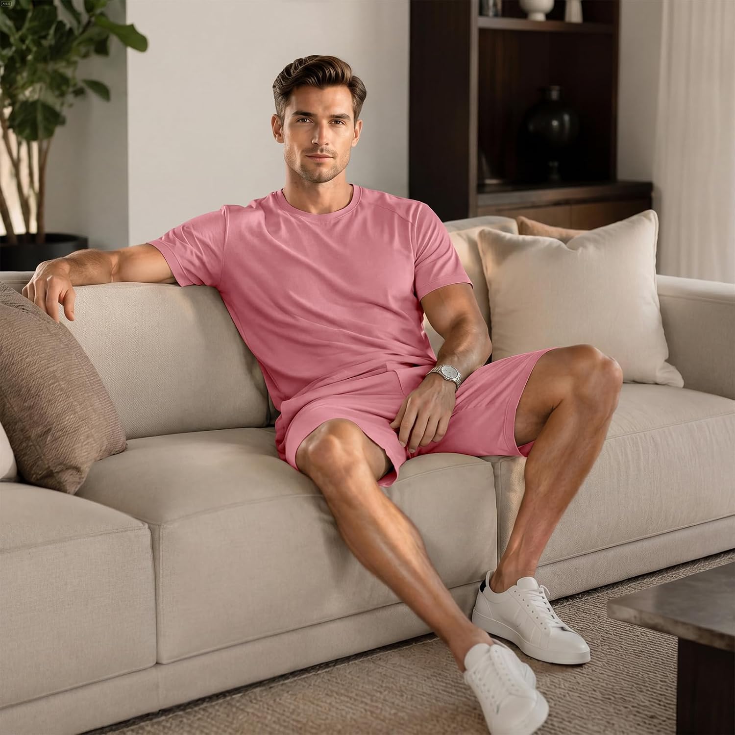 GINGTTO Mens Short Sets 2 Piece Outfits Fashion Summer Tracksuits Casual Set