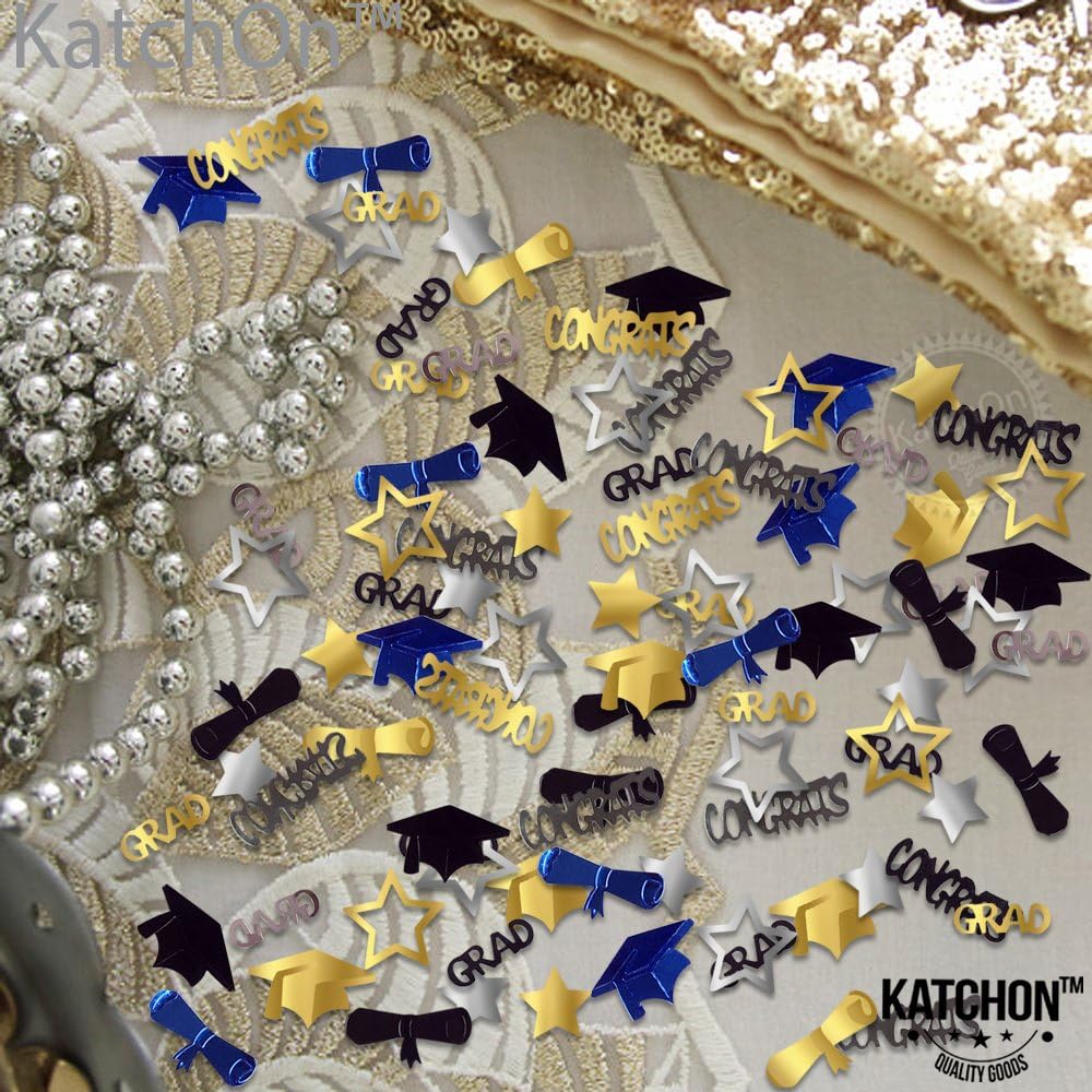 KatchOn, XtraLarge Congrats Grad Banner - 72x44 Inch, Congratulations Banner | Congrats Grad Graduation Confetti 2026 - Pack of 1000 | Graduation Banner Class of 2026, Blue and Gold Graduation Decor