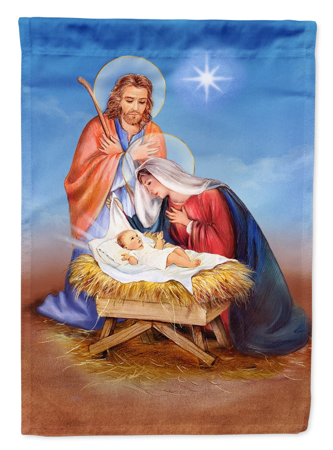 Crèche de Noël sur Toile de Qualité Supérieure Grand Drapeau Maison Multicolore APH3905CHF