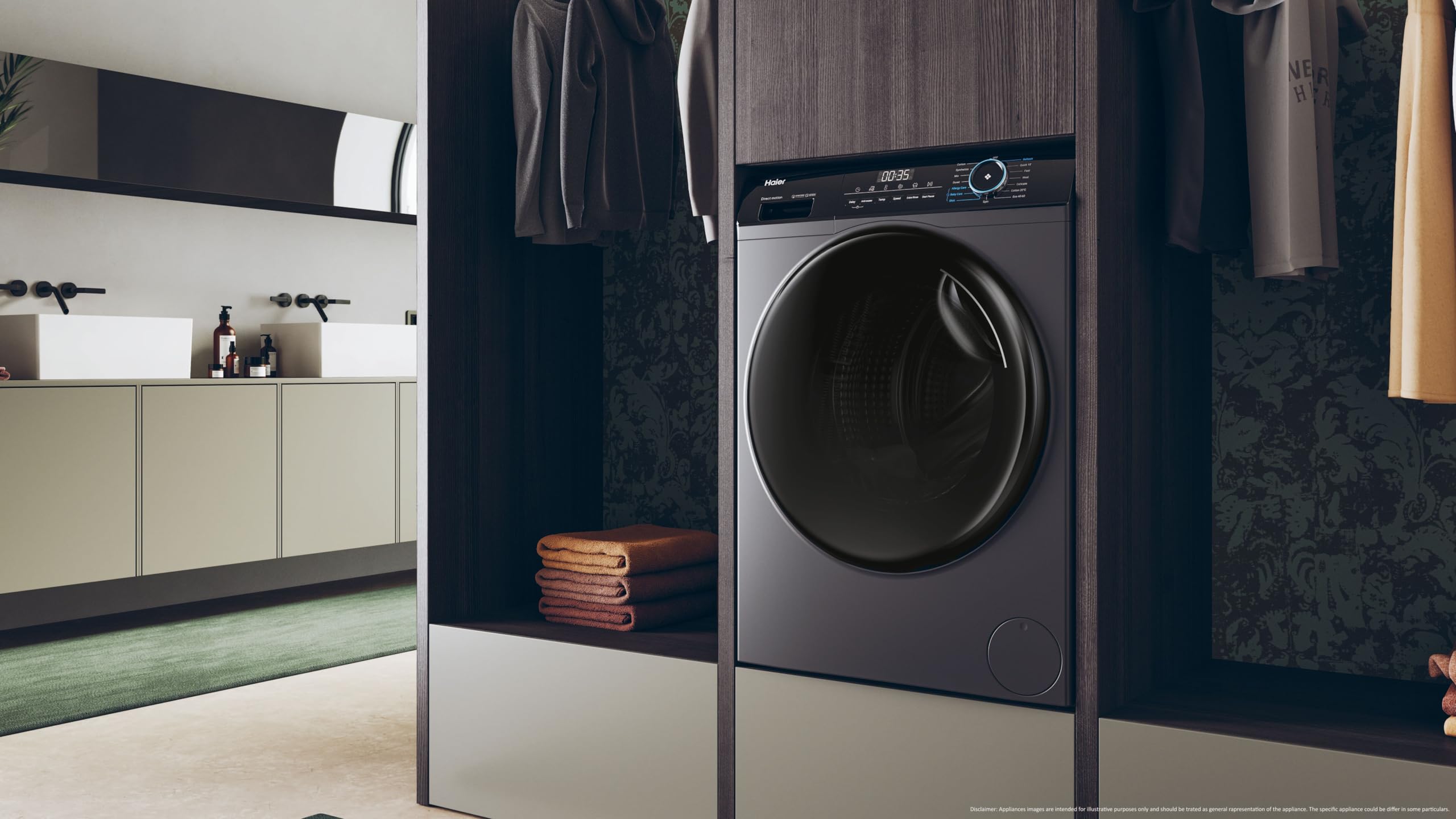 Haier I-Pro Serie 3, Wäschetrockner 8 + 5 kg, freistehend, Klasse A, 1400 Umdrehungen, Dampf, Gewichtssensoren, programmierbarer Start, HxBxT 85 x 60 x 62 cm, Anthrazit - HWD80-B14939S8-S | Dampf, AI Weight Sense, Startvorwahl, freistehend, HxBxT 85 x 60