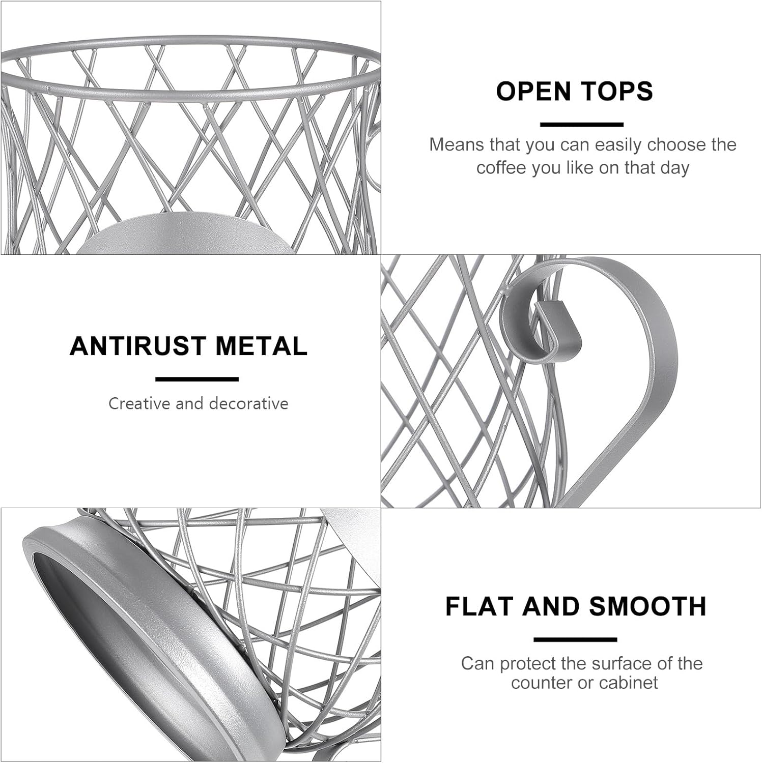 Metal Coffee Capsule Holder Storage Basket Silver Metal Coffee Mug Organizer for Kitchen Countertop European Style for Capsule Storage