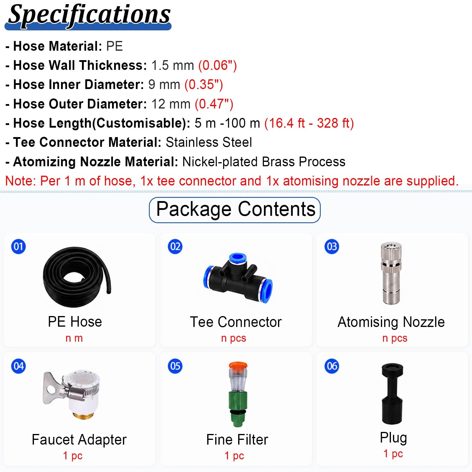 Kit Irrigazione a Goccia Kit di Irrigazione a Pioggia per Il Raffrescamento del Bestiame, Sistema di Irrigazione per Piante con Erogatori Regolabili, Sistema di Nebulizzazione per Stalle