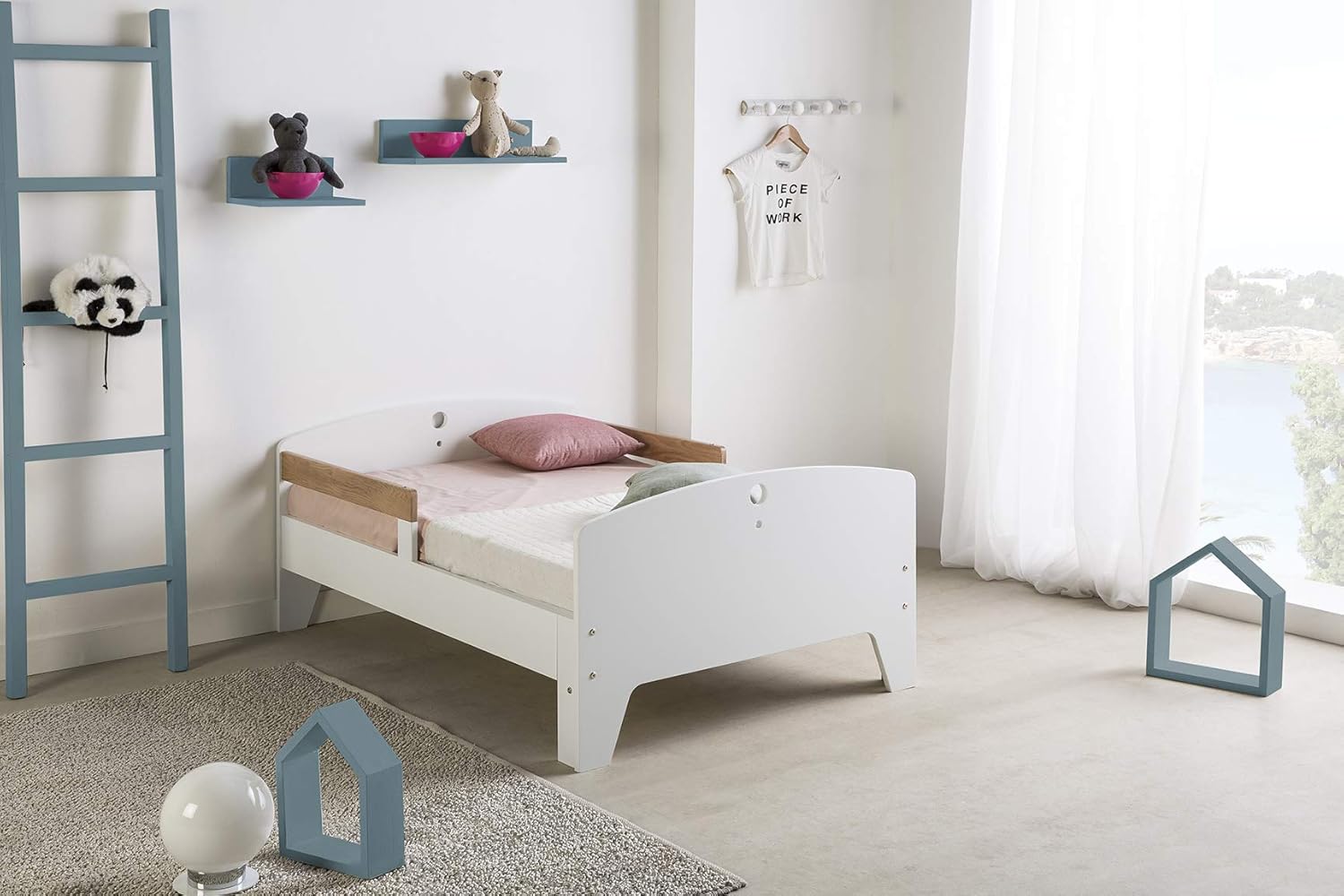 THEMIS - Lit Evolutif Blanc + Tiroir + Matelas Réglable 90x140/200cm