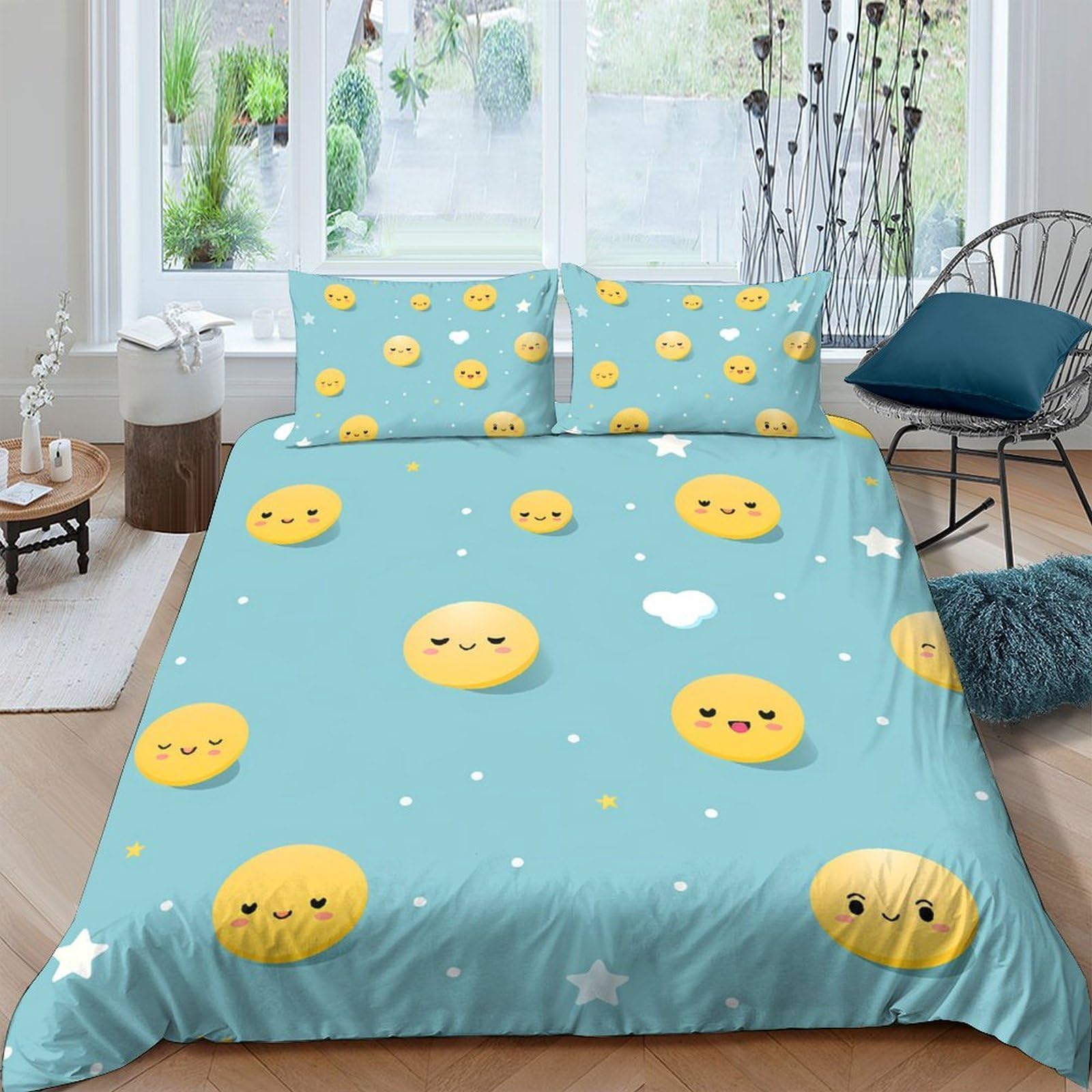 Housse de couette sourire en microfibre premium à impression 3D haute définition 140x200