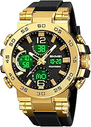 Relógio esportivo 2499 elegante com visor de fuso horário triplo com alarme à prova d'água