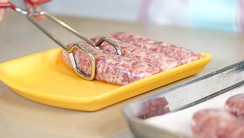 Miniatura 4 de Hiash - Pinzas de cocina de acero inoxidable resistentes de 10 pulgadas, agarre rojo antideslizante y cómodo, diseño de tijera, resistente al calor