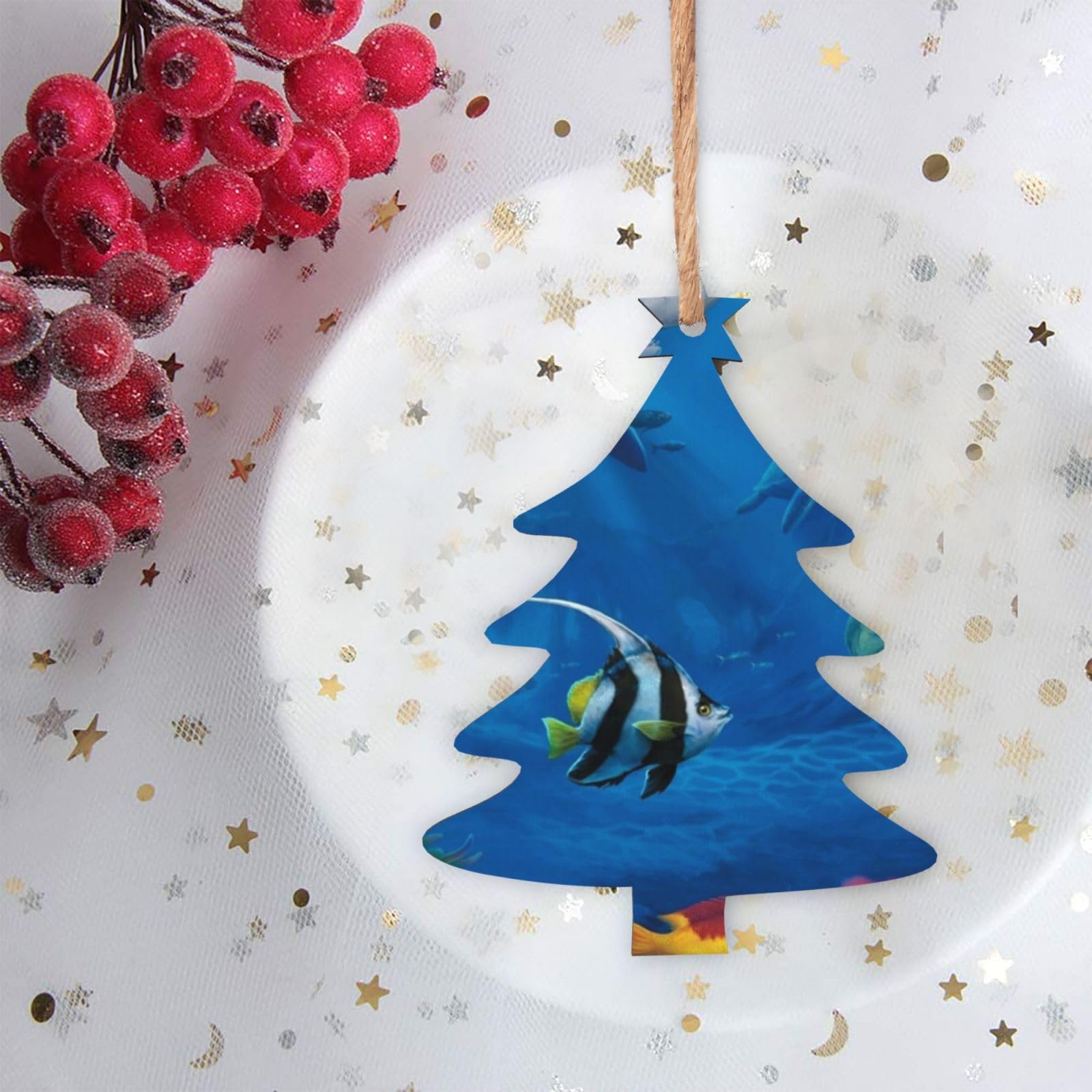 Pallina Di Natale Squalo Bianco Che Mangia L'Albero - Decorazione Natalizia Originale In Resina 10,2 Cm