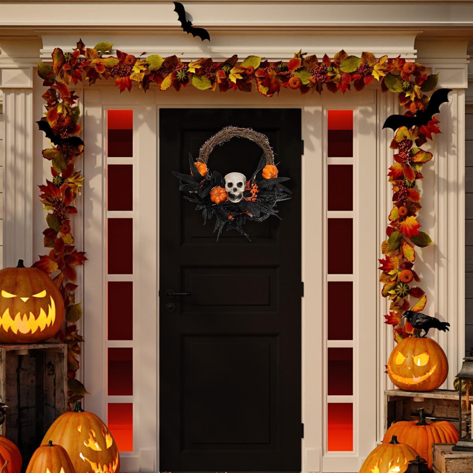 Corona Halloween Letrero Artesanal LED Hueso Artificial