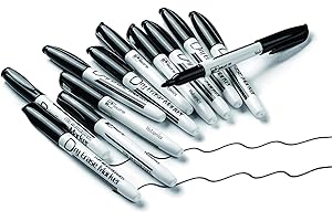 Volcanics Black Dry Erase Markers Low Odor Fine Whiteboard Markers Thin Box of 12