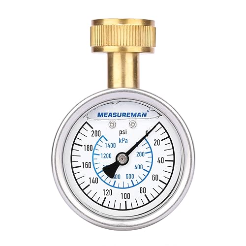 Miniatura 22 de Measureman - Manómetro de presión de agua de 0-200 psi, esfera de 2.5", medidor de presión para boquilla de manguera, probador de presión de agua