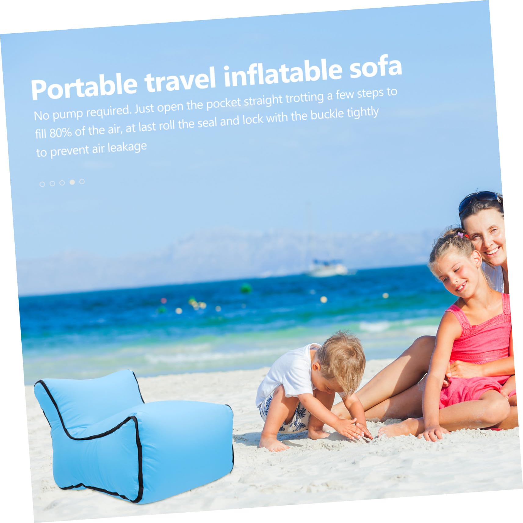 UKCOCO Aufblasbares Outdoor Sofa, Tragbar, Blau, Nylon für Camping