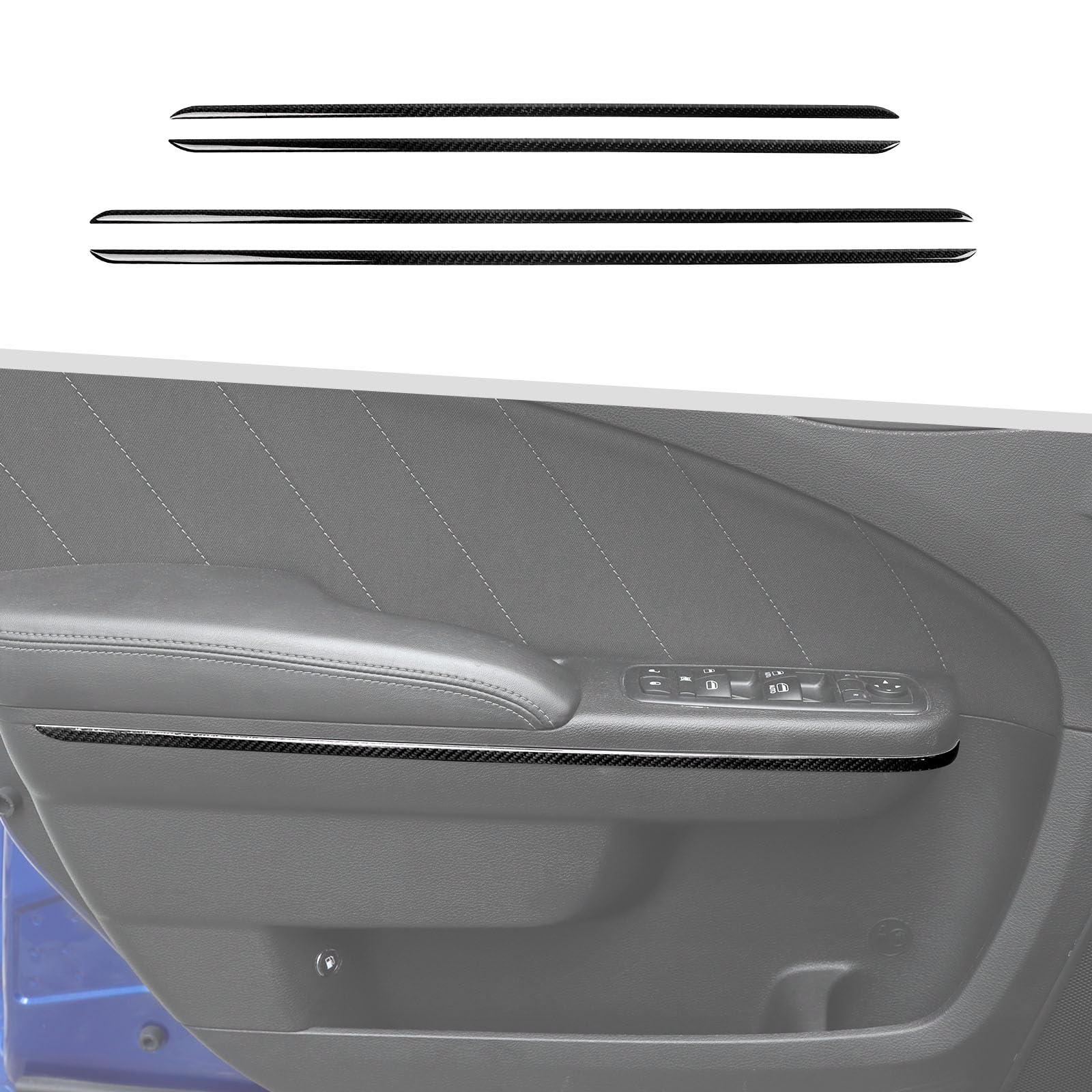 Tiras de moldura en fibra de carbono para panel de puerta de Dodge Charger 2011-2025 8