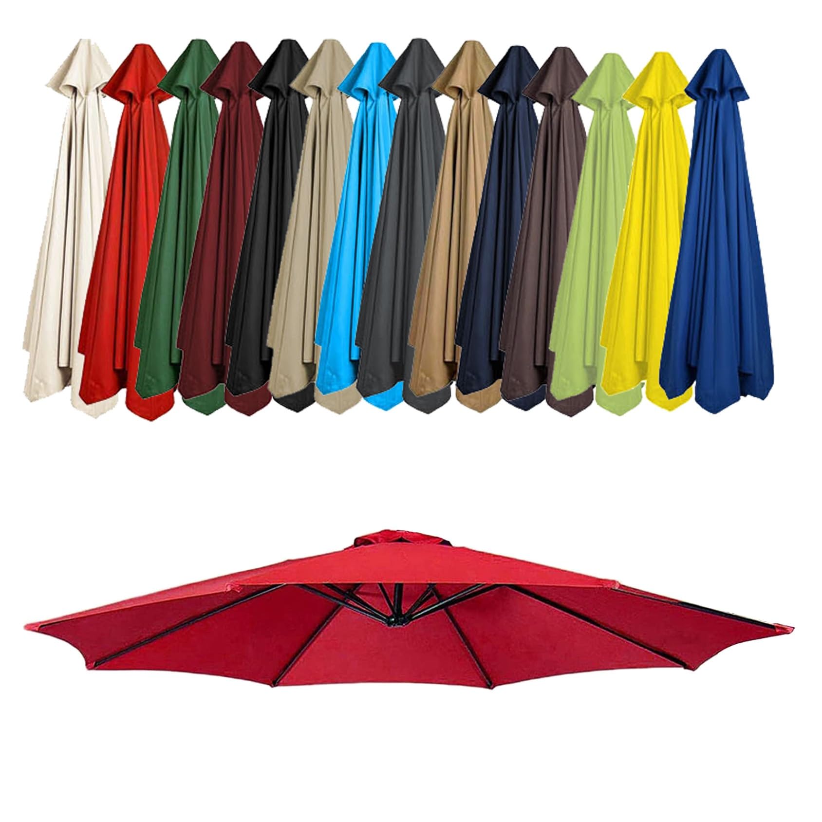 Gzdxbf Unisex Red Patio Umbrella Replacement Canopy, Parasol Canopy Cover For 200Cm/270Cm/300Cm +6 Arms/8 Arms Parasol, Uv-Resistant, Waterproof, Washable(Color:,Size:8 Ribs: 2.7M/8.8Ft)