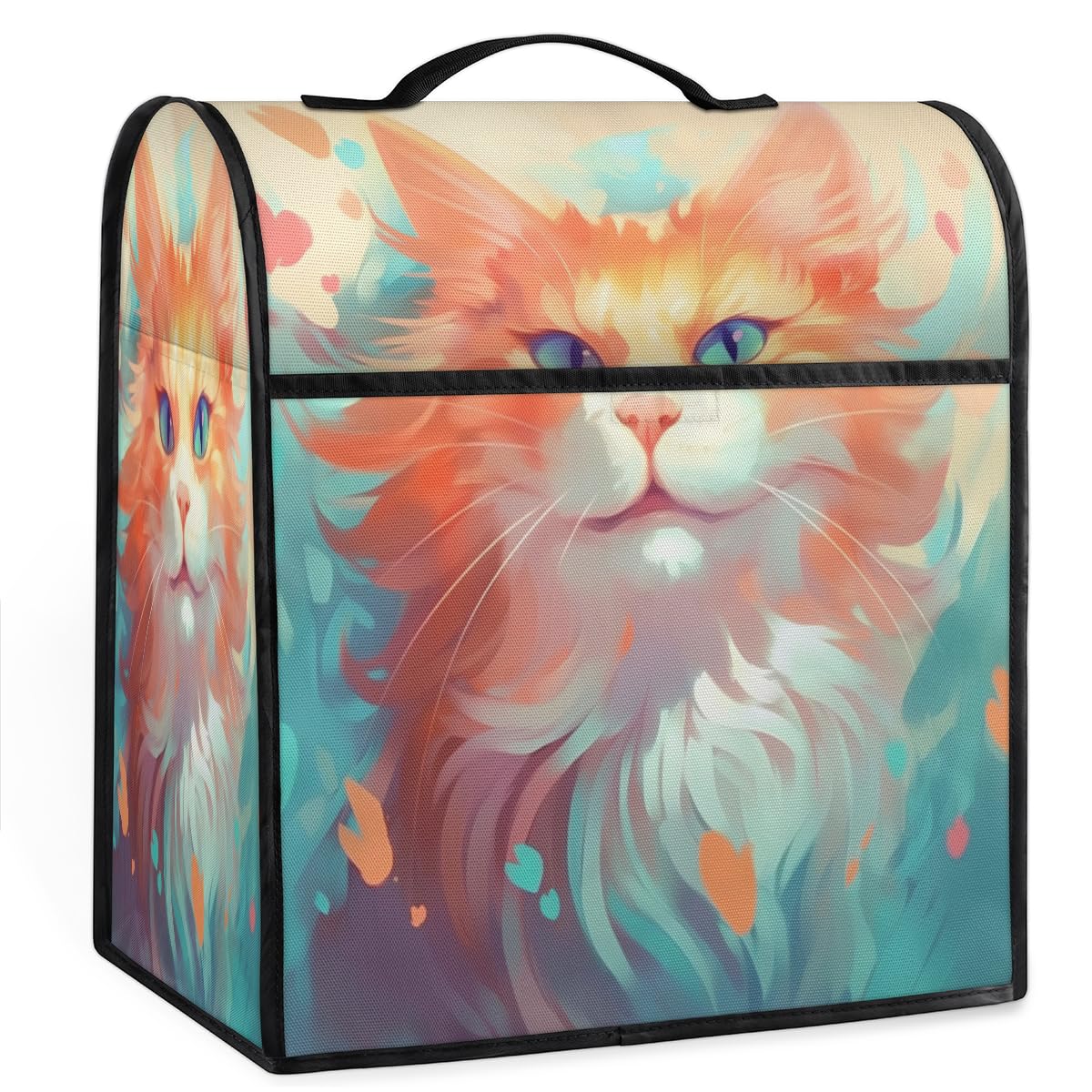 Coffee Maker Cover Watercolor Cat Cute Kitchen Appliance Covers Small Appliance Covers Blender Cover Juicer Cover Dust Covers for Kitchen Appliances with Top Handle and Pockets,Washable,C347