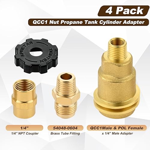 Miniatura 2 de QCC1&POL Kit adaptador de tanque de propano, adaptador de manguera de propano incluye acoplador NPT de 14 pulgadas x 14 pulgadas y conector macho de