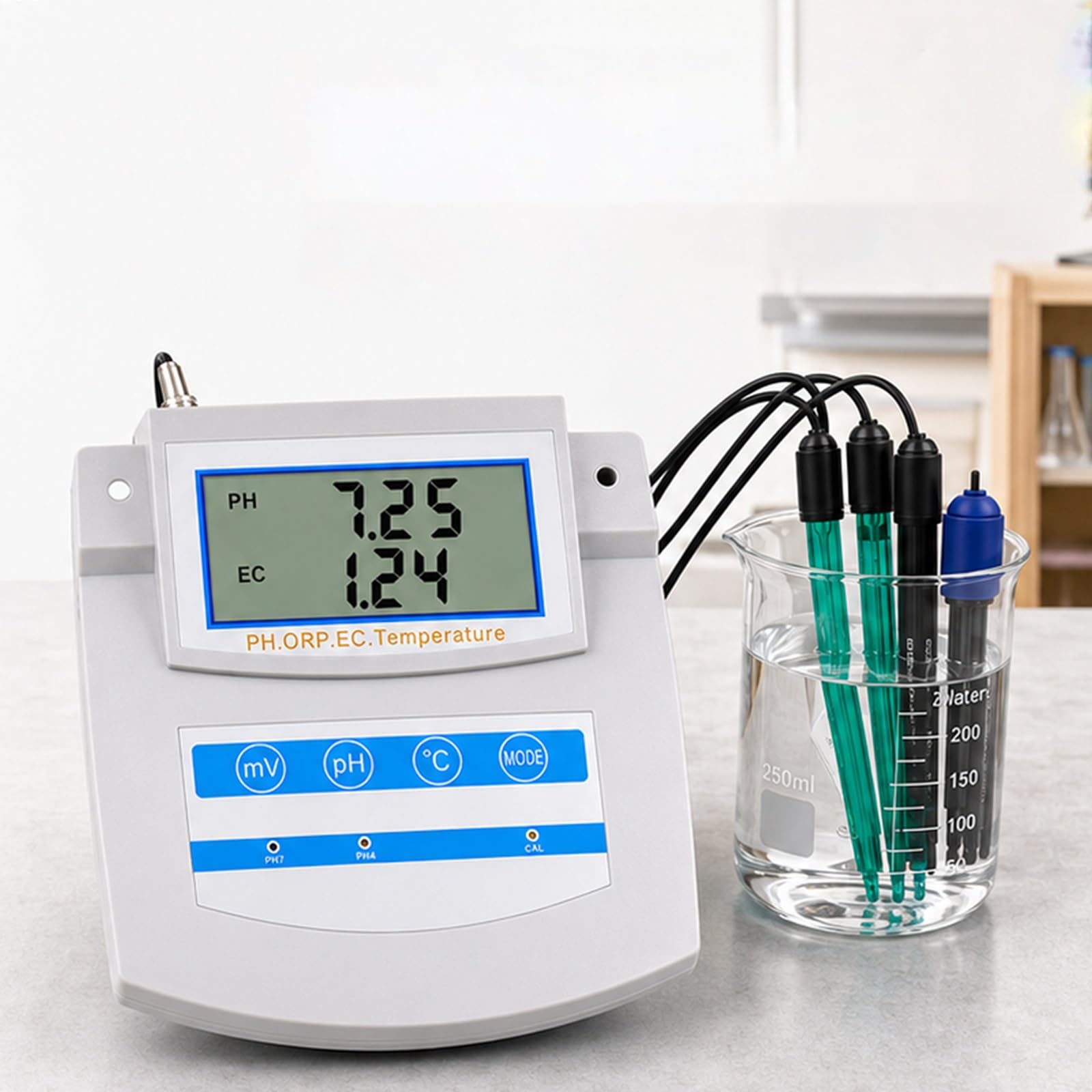 Monitor Calidad Agua 6 En 1 para Stem – Medidor Digital De Mesa pH TDS EC CF ORP Temp, Analizador Multiparámetro Lab con ATC para Aula Ciencias Y Laboratorio Escolar