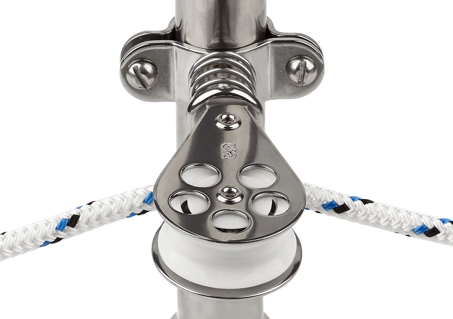 Schaefer 3 Series Stanchion Furling Lead Block with Spring, Stainless Cage, Delrin Ball Bearing Sheave,grey
