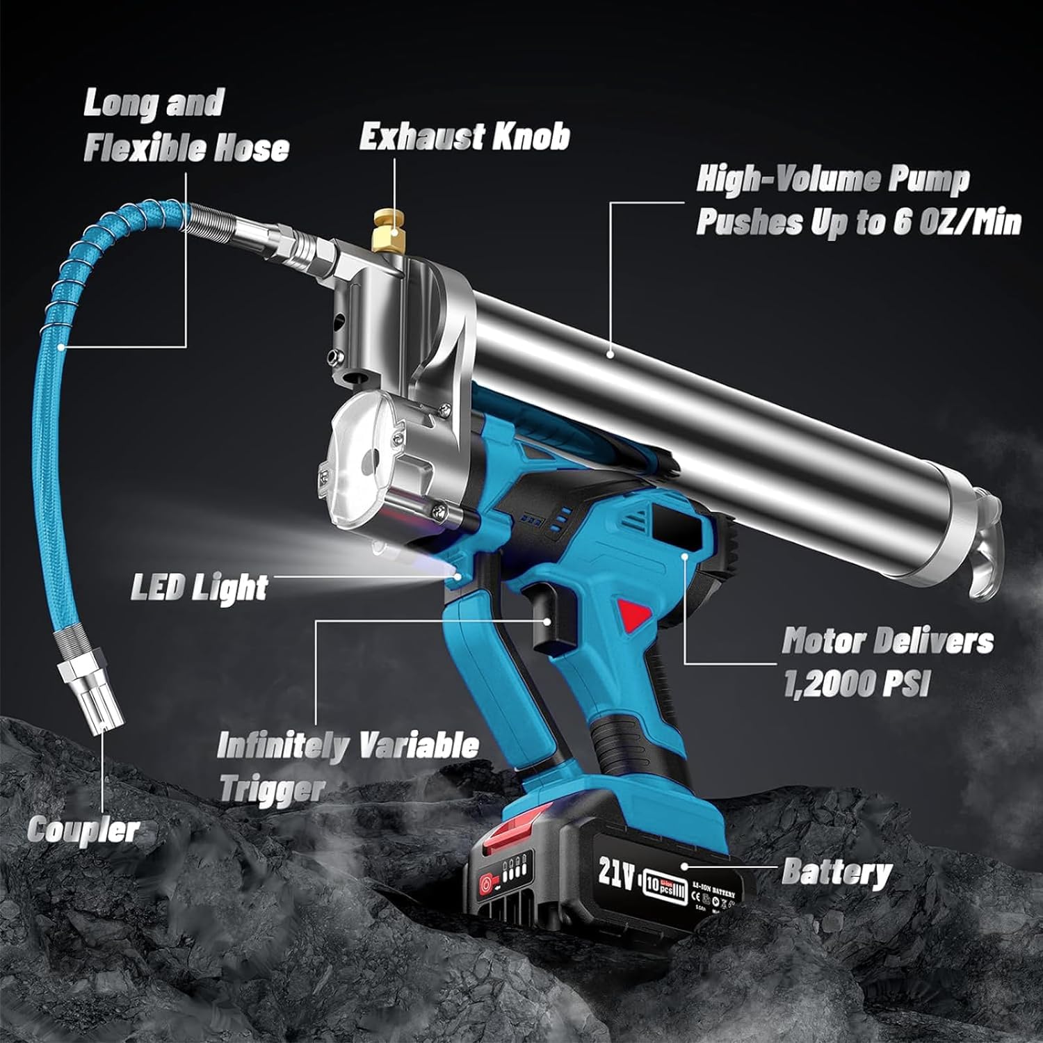 Akku Fettpresse für Makita 18V MAX Akku – 10000 PSI elektrische Fettpresse mit 18 Zoll langem Hochdruckschlauch (ohne Akku)