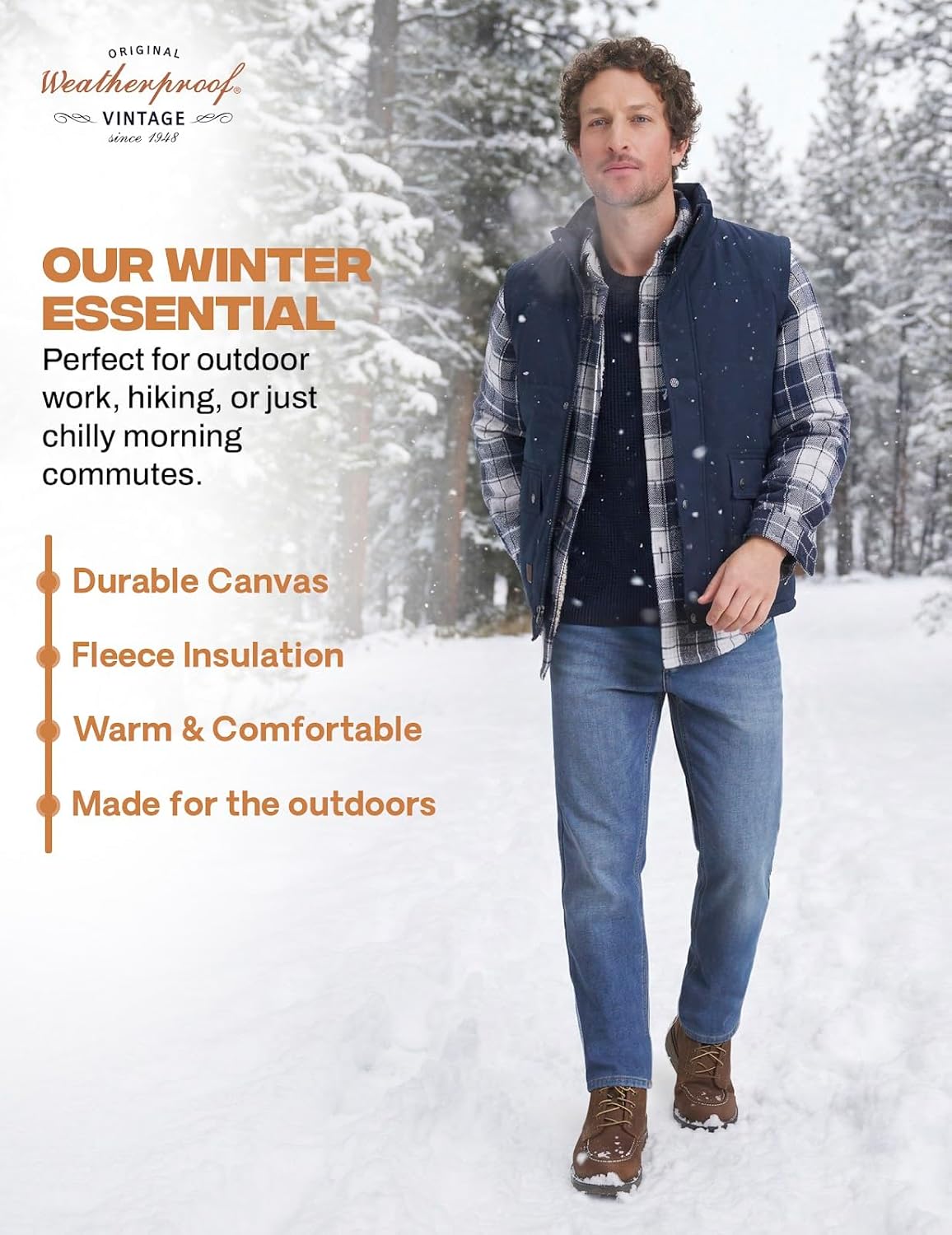 Weatherproof Vintage Fleece Lined Jeans Men - Regular Fit | Soft & Warm, Cold Weather Insulated Fleece Winter Pants for Men - Image 7