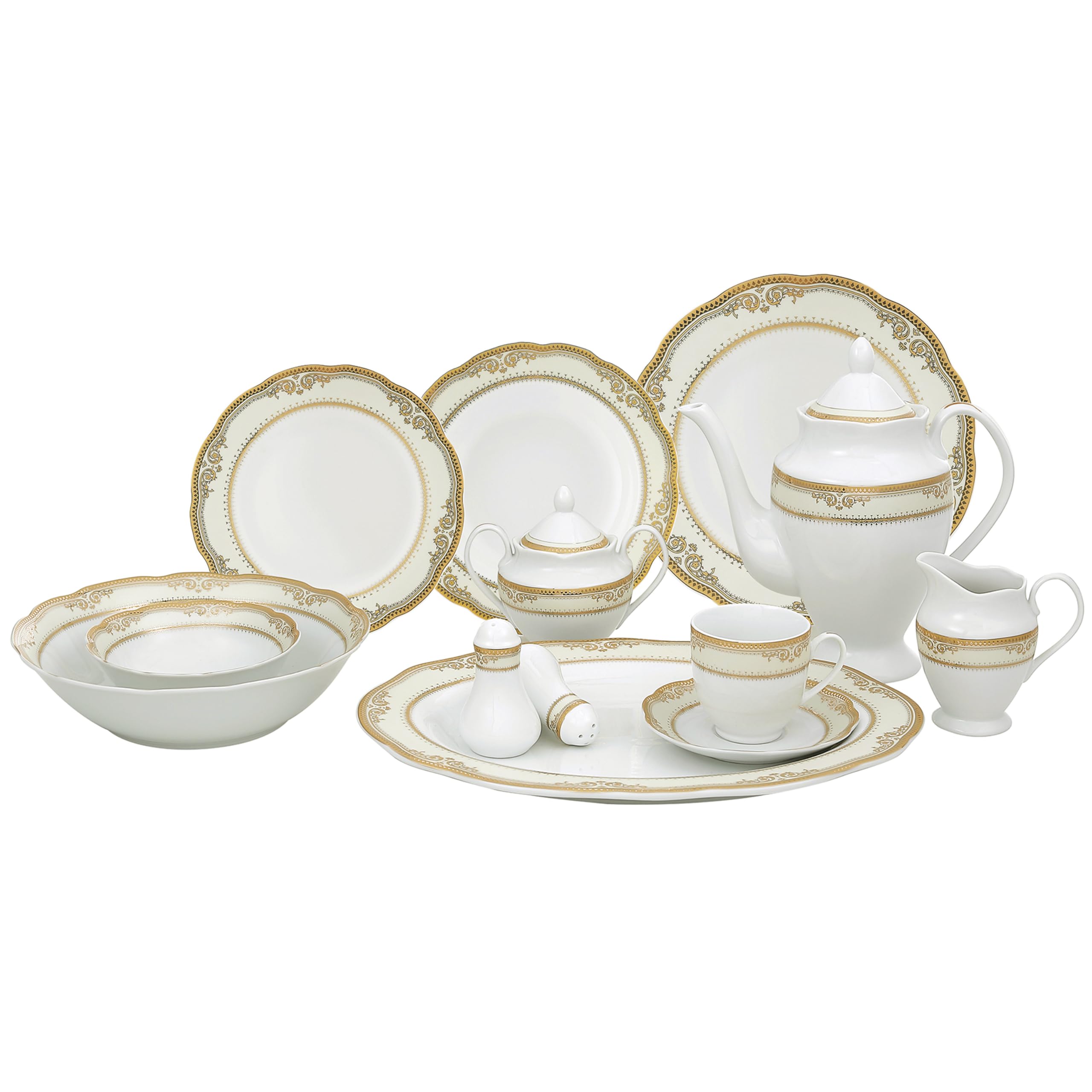 Lorenzo Import Isabella 57-Piece Wavy Porcelain Dinnerware Set