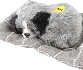GLOGLOW Itens Decorativos de Mesa Com Som, Cachorro Dormindo Com Almofada, 7,1 X 5,3 Polegadas, para Crianças e Decoração de Casa Brinquedo de Pelúcia para Cachorro Nan (Husky)