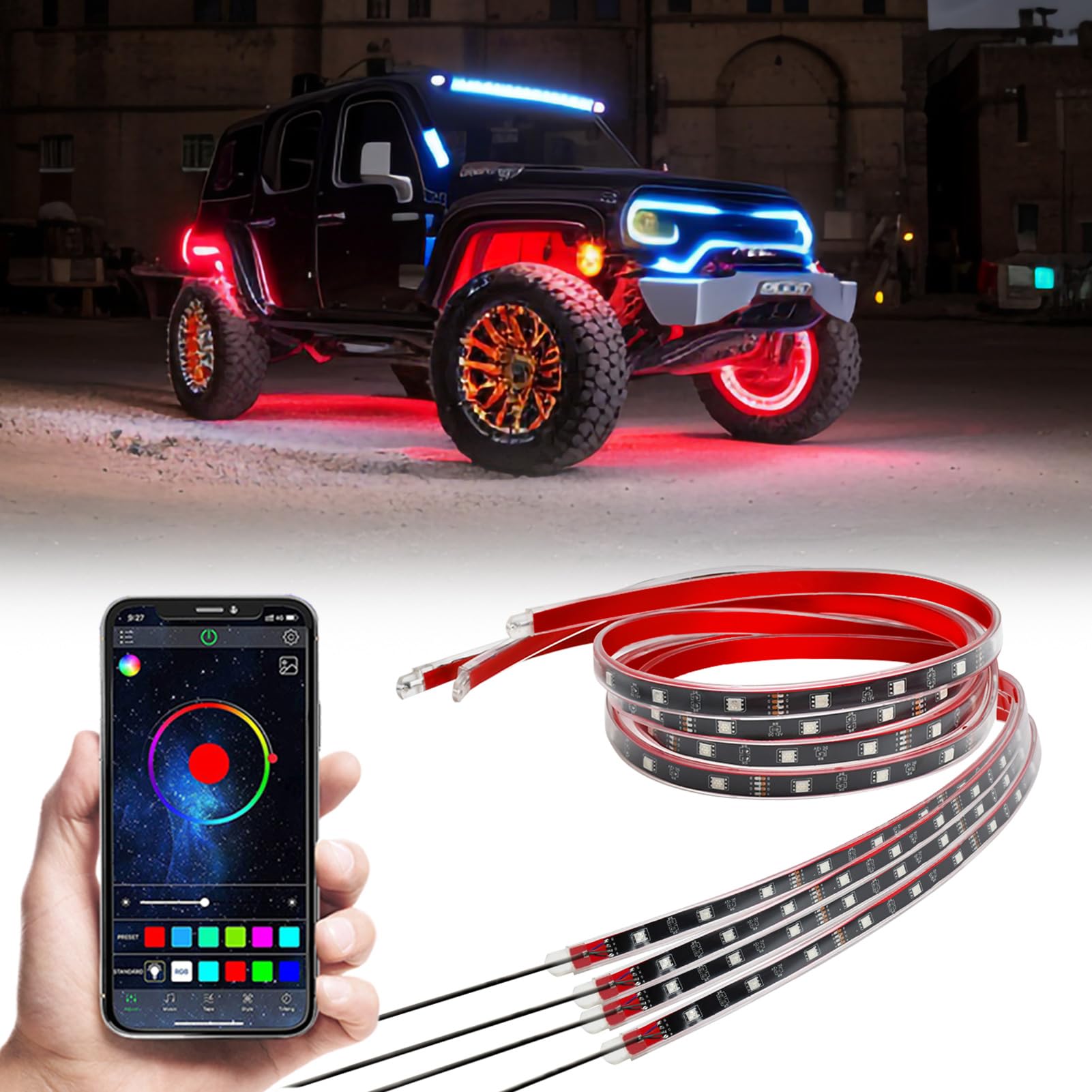 Amazon.co.jp: SIUKE カラフルな車用 LED ライト、4PCS LEDロック 
