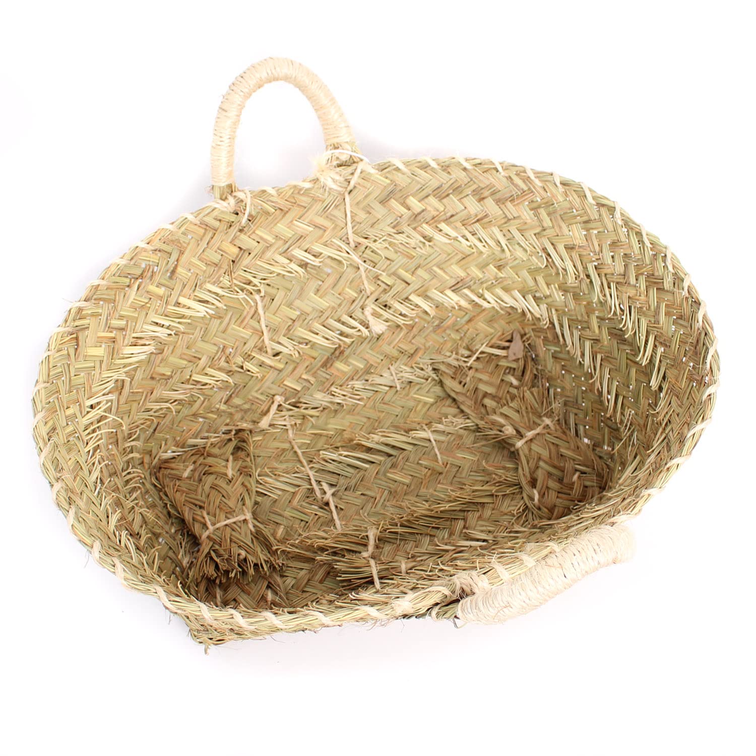 Cesta Leñero de Esparto Artesanal MUY Resistente, Ecologica y Duradera - Cesta Mimbre esparto Ideal decoración Chimeneas - Cesto para Leña Transportar y Guardar Mimbre Mediana 55 x 18 x 18 cm — view 7