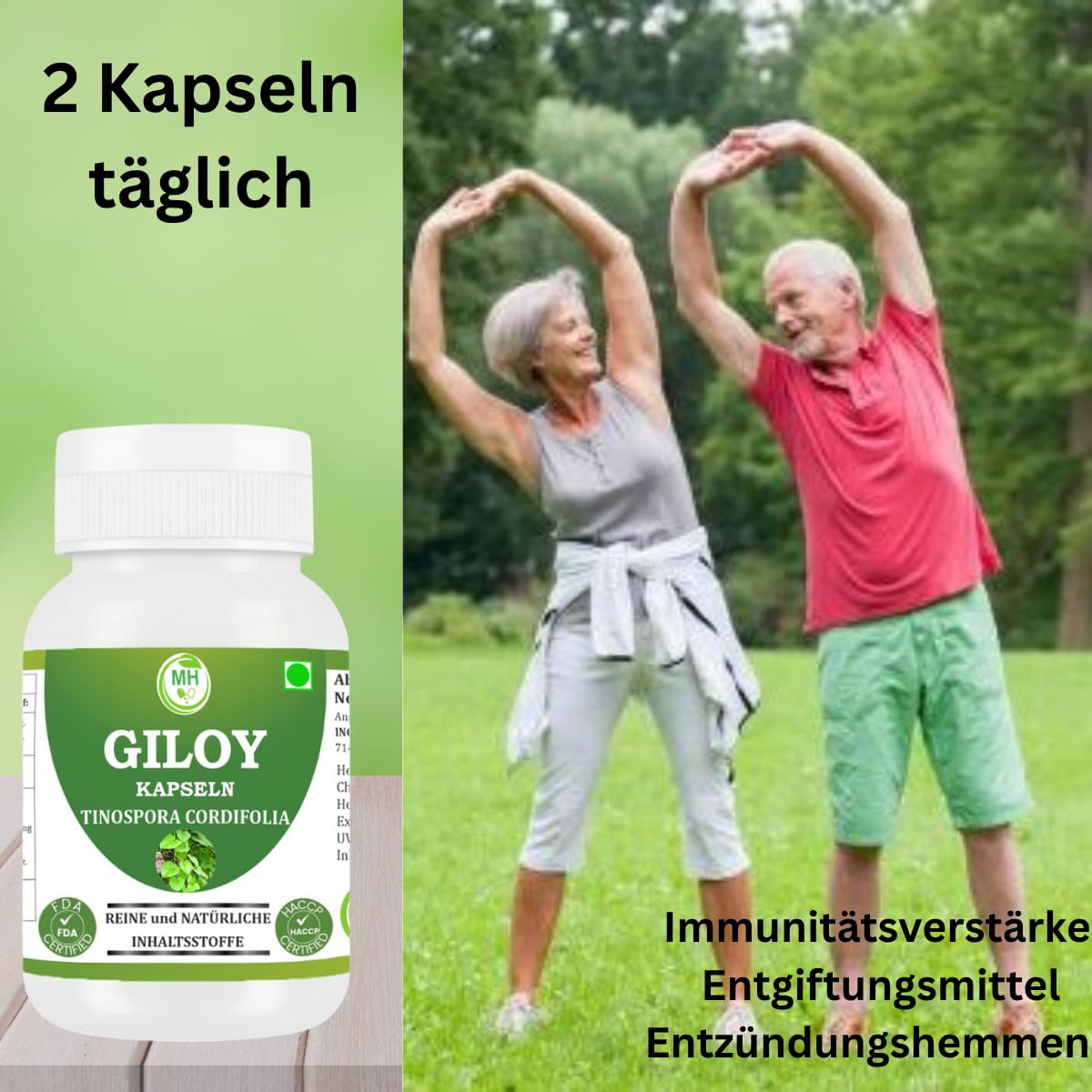 Giloy Guduchi Pulver Kapseln Bio 500mg | Tinospora cordifolia Extrakt | Ayurvedisches pflanzliches Supplement | 120 vegane Kapseln | Vegan & Glutenfrei |