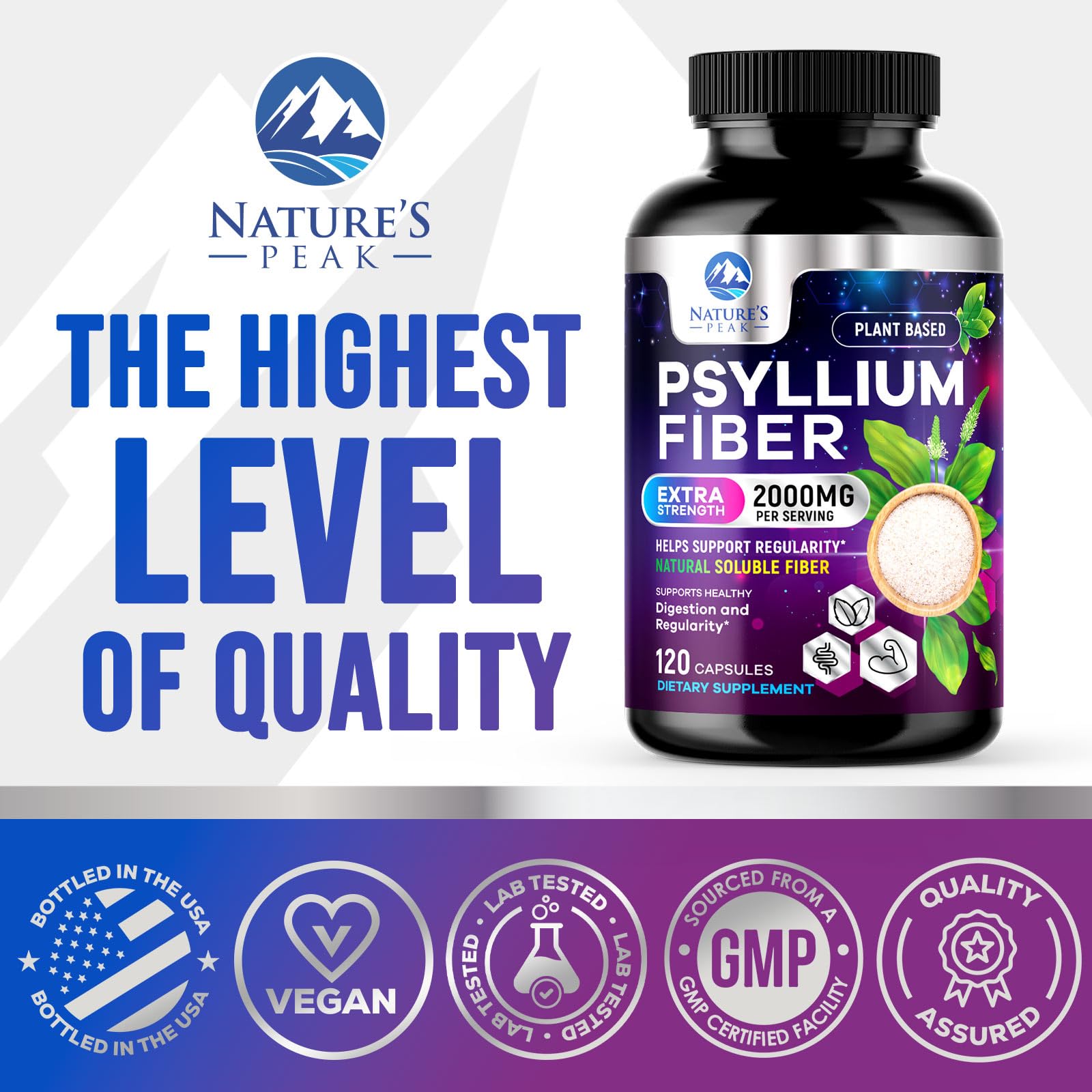 Psyllium Husk Capsules 2000mg - Supports Digestion - 120 Capsules — Amazon image 4