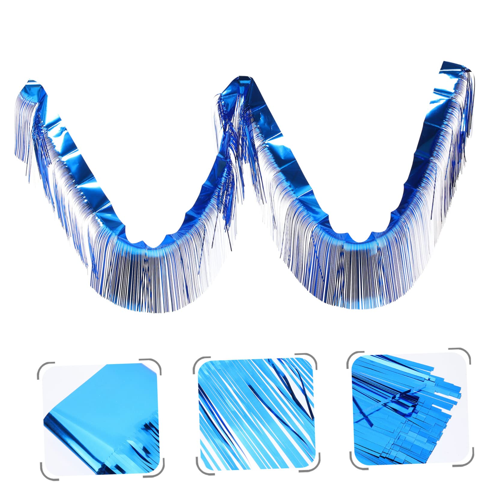 świąteczna świecąca girlanda, Imprezowa świecąca kurtyna parada pływająca z frędzlami i frędzlami pływająca(Bluex3pcs,300x30cm)