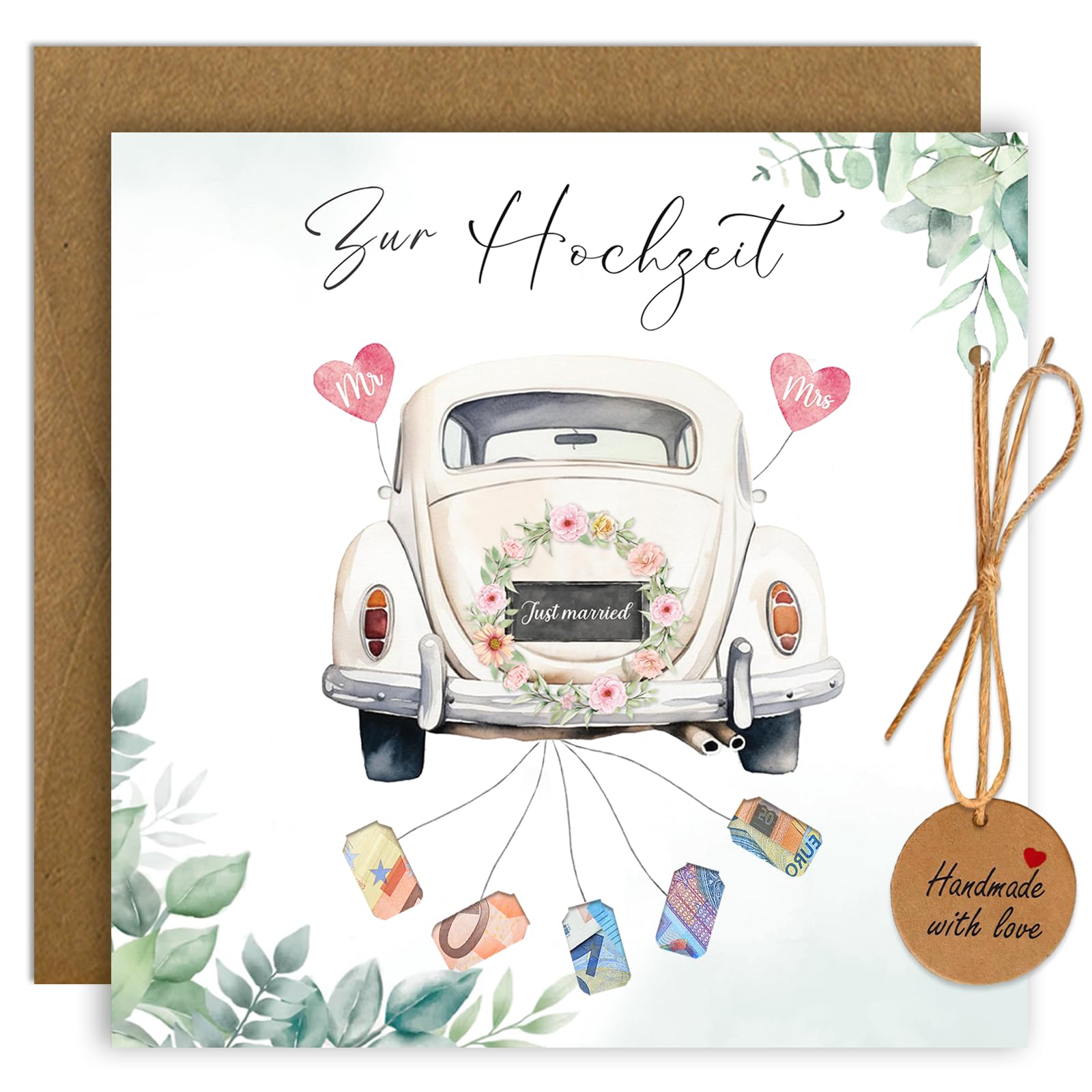 BOYATONG Tarjeta de boda, regalo de dinero con sobres, regalos de boda para novios, regalo de dinero original para bodas, embalaje de boda, tarjeta de felicitación, regalo de dinero, coche de boda