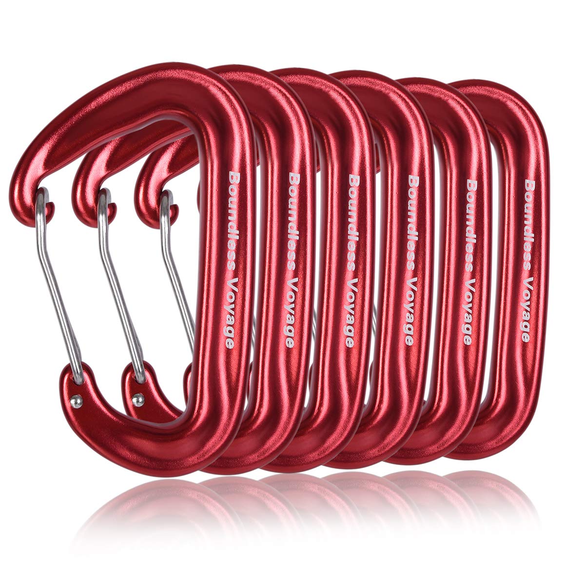 iBasingo 6PCS Aluminum Alloy Carabiner Clips Heavy Duty 12KN Red-BV1026