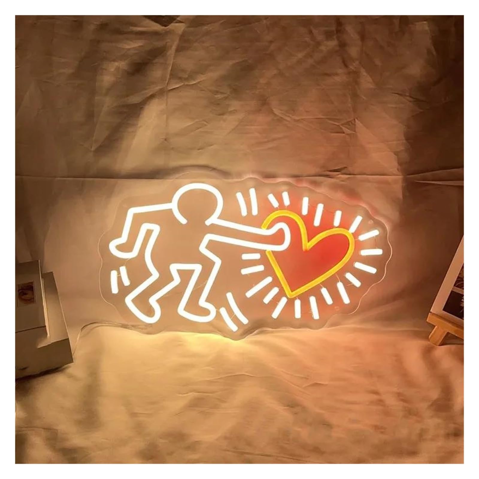 LEMST Signs Lamp Sending Love Art Neon Sign, Neon Bedroom Home Room Wall Decor for Room Decoration 40x23cm(Warm White)