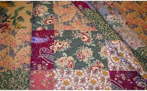 Miniatura 2 de Juego de edredón de 3 piezas de tamaño Queen de gran tamaño, estampado de cachemira floral, patrón de retazos de país francés, rojo, coral, musgo,