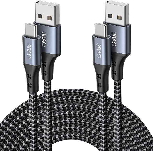 USB C Cable 2Pack 1M 2M, Type C Fast Charging Cable Braided USB C Fast Charger Cord Compatible for Samsung Galaxy S20/ S10 / S9 / S8,Note 10 9 8,Sony Xperia,Huawei P10 P9,MacBook, Pixel,HTC 10