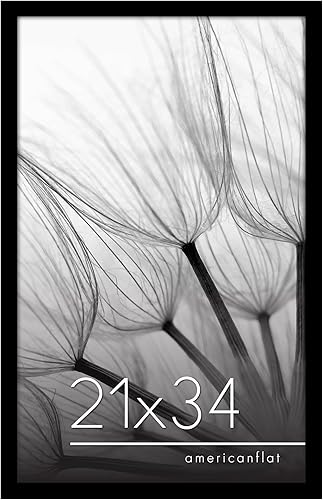 Americanflat Marco de fotos negro de 21 x 34 pulgadas, con marco de madera de ingeniería y cubierta de plexiglás pulido, formatos horizontal y