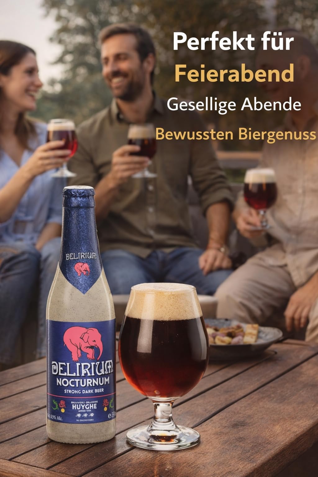 Delirium Nocturnum Belgisches Starkbier 8,5% – Dunkles Strong Dark Ale 6×0,33l Flaschen | Brouwerij Huyghe Premium Craft Beer mit Karamell-, Schokoladen- & Gewürznoten | Intensives Gourmet Bier