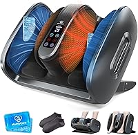 HomeCare Shiatsu Foot Calf Massager with Heat Cold 2026 Upgrade, 4 Modes 6 Levels for RLS Relief Gray