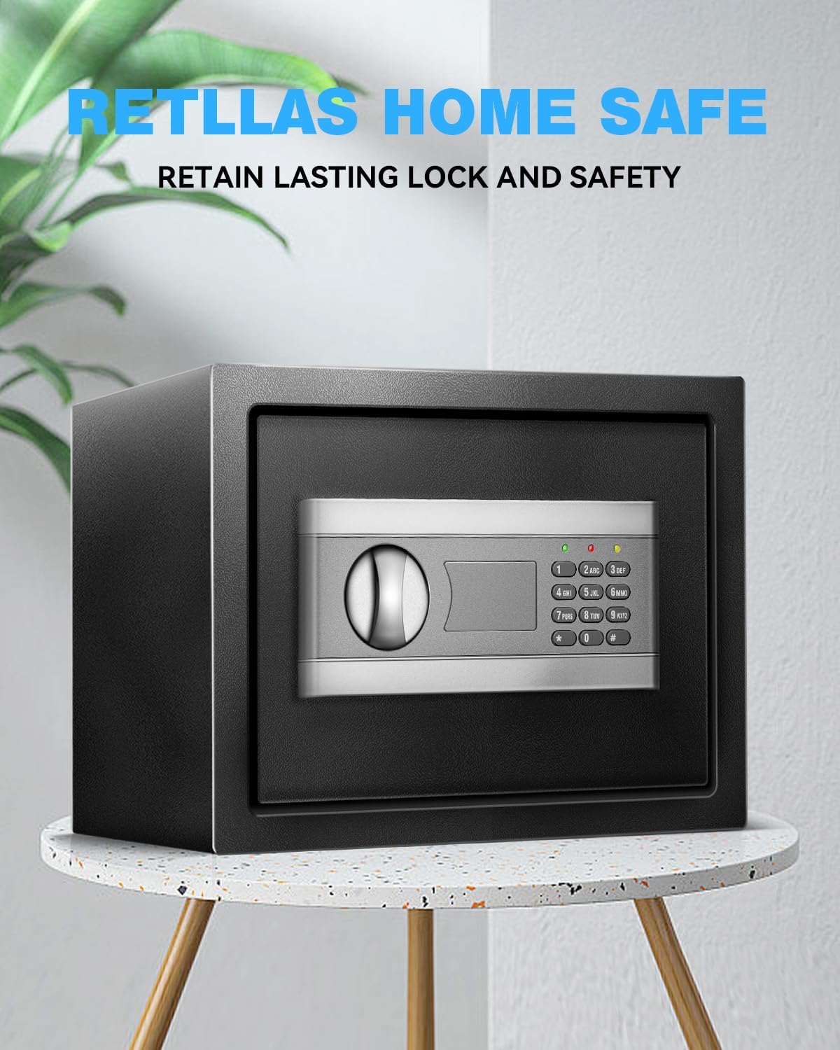 Image showing the interior of the safe illuminated by a motion sensor LED light, with various valuables stored inside.