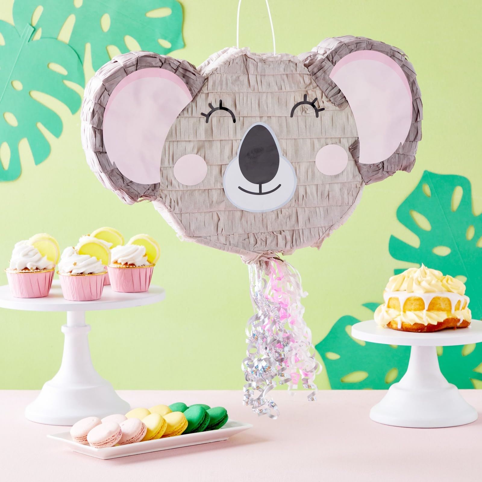 BLUE PANDA - Piñata de animal con cuerda de koala, decoración de fiesta de cumpleaños temática de la selva (pequeña, 16.5 x 10 x 3 pulgadas) – Piñatas de animales para fiesta de cumpleaños