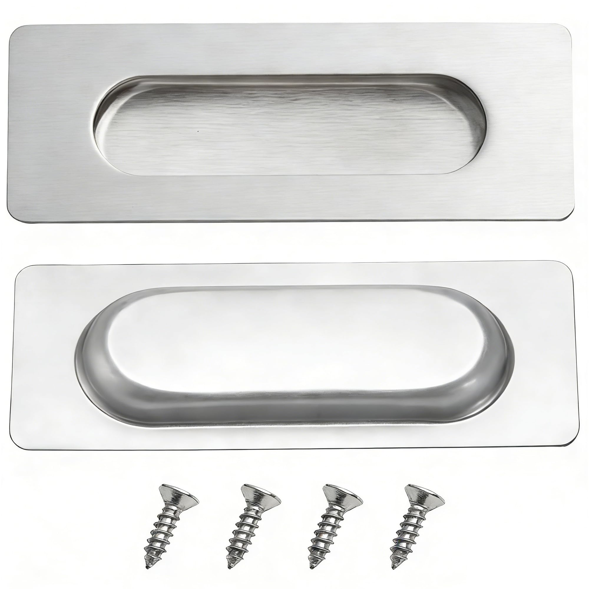 Xiciki 2 Pcs Concealed Embedded Pull Door Handles, Sliding Door Handles, Stainless Steel Draw Handle, Hidden Screws for Cabinets, Drawers, Wardrobes, Kitchen