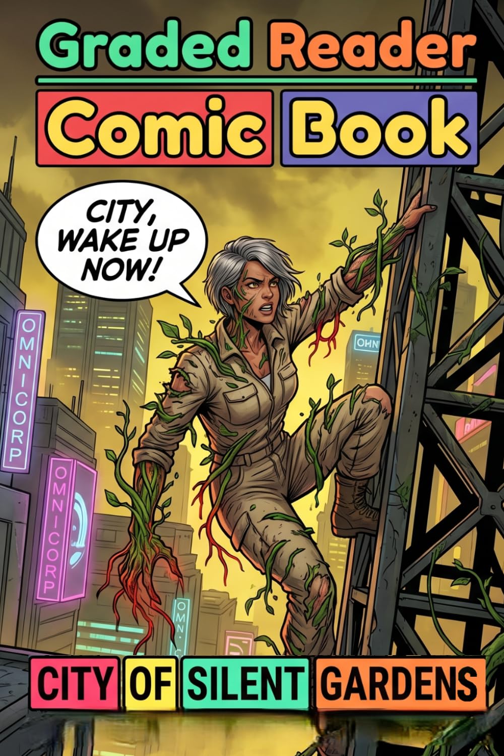 CITY OF SILENT GARDENS.: A Sci-Fi Graphic Novel for English Learners (Graded Reader Level A2) (Comic Book.)